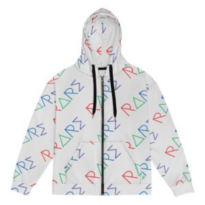 Rare All Over Print Zip Hoodie Gray